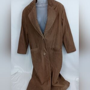 Brown PETITE SOPHISTICATED Leather Women's Trench Coat (#1,334)(C)